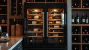Cave à vin électrique de service avec deux zones de température et vitre teintée